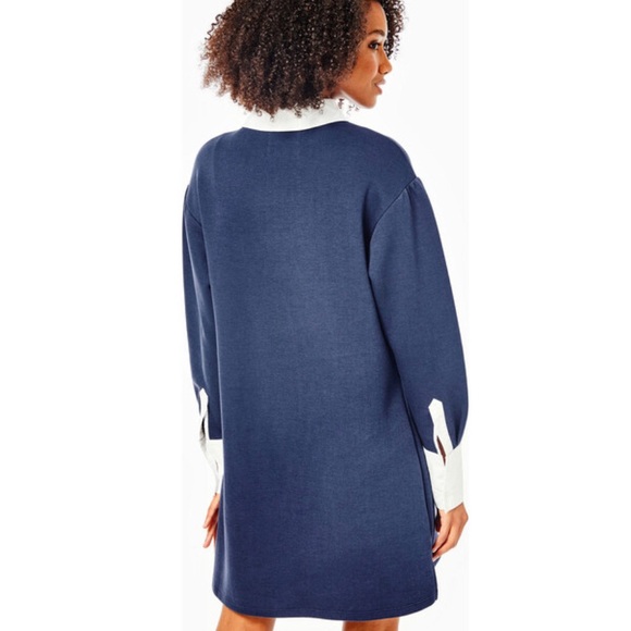 NWT - ADDISON BAY Women's Rugby Sweatshirt Mini Dress, Navy And White, small - Picture 8 of 14